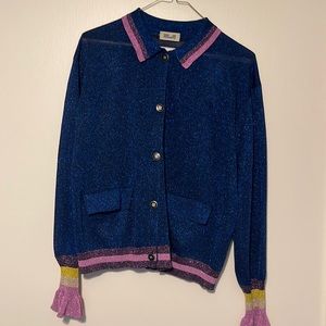 Mary sparkle cardigan with pink trim